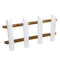 Whitecap Teak 4-Rod Tournament Storage Pack with white polypropylene rod tubes and knife and plier holders