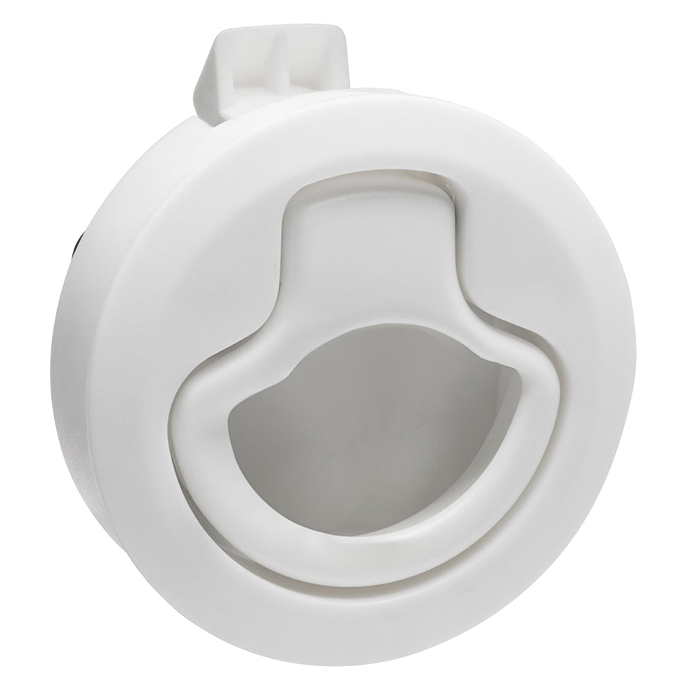 Whitecap mini white nylon non-locking ring pull slam latch for marine hatches and lockers