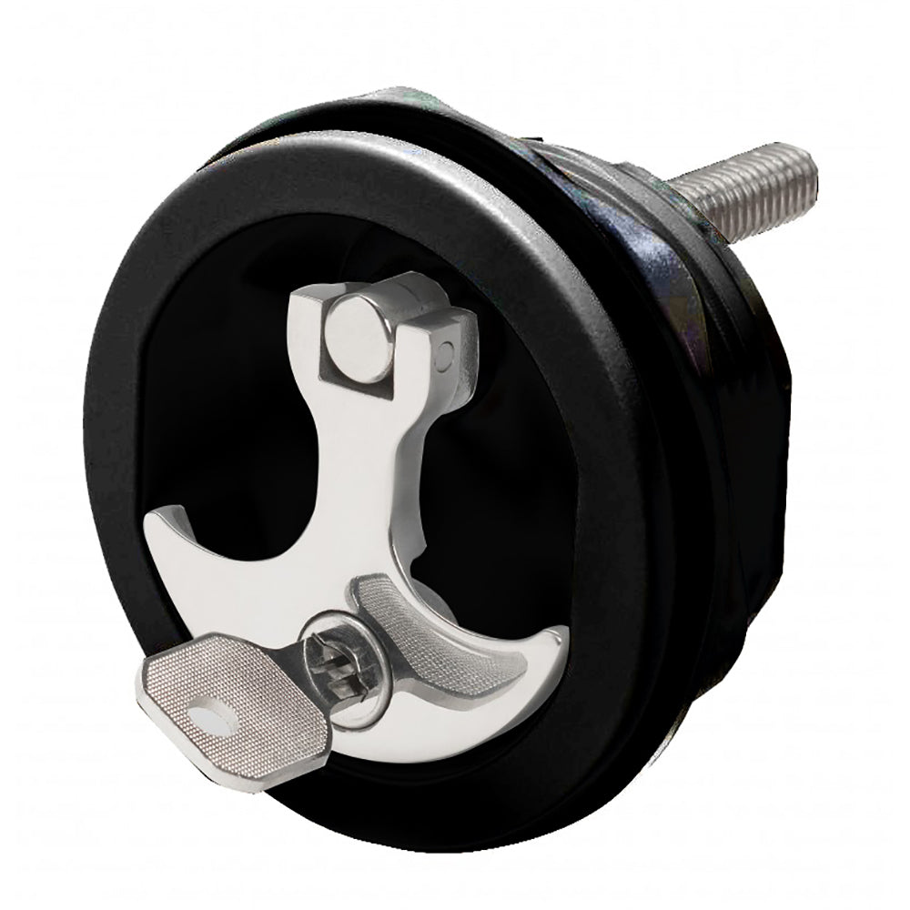 Whitecap chrome-plated Zamac black nylon locking compression handle 3-inch OD freshwater