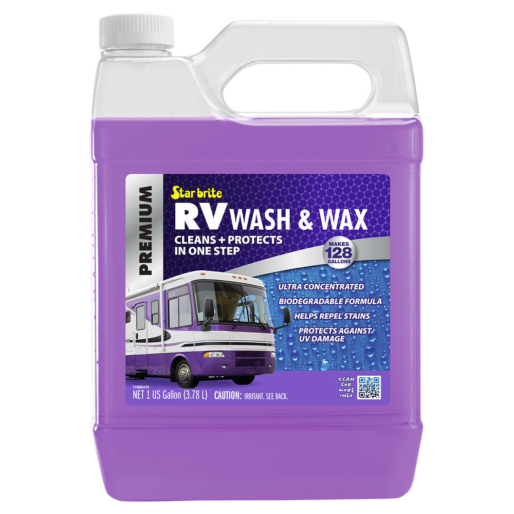 Star brite Premium RV Wash and Wax 1 Gallon concentrated one-step cleaner with UV protection for all exterior RV surfaces