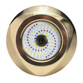 Lumitec SeaBlaze Typhoon underwater bronze thru-hull LED light showing White/Blue and RGBW Spectrum variants