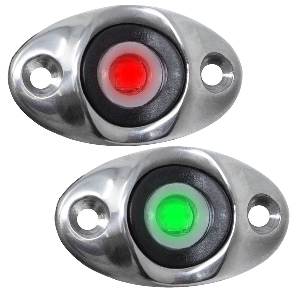 TACO Surface Mount LED Side Navigation Light Set with polished stainless-steel covers, 1-3/4 inch, for boats up to 40 feet