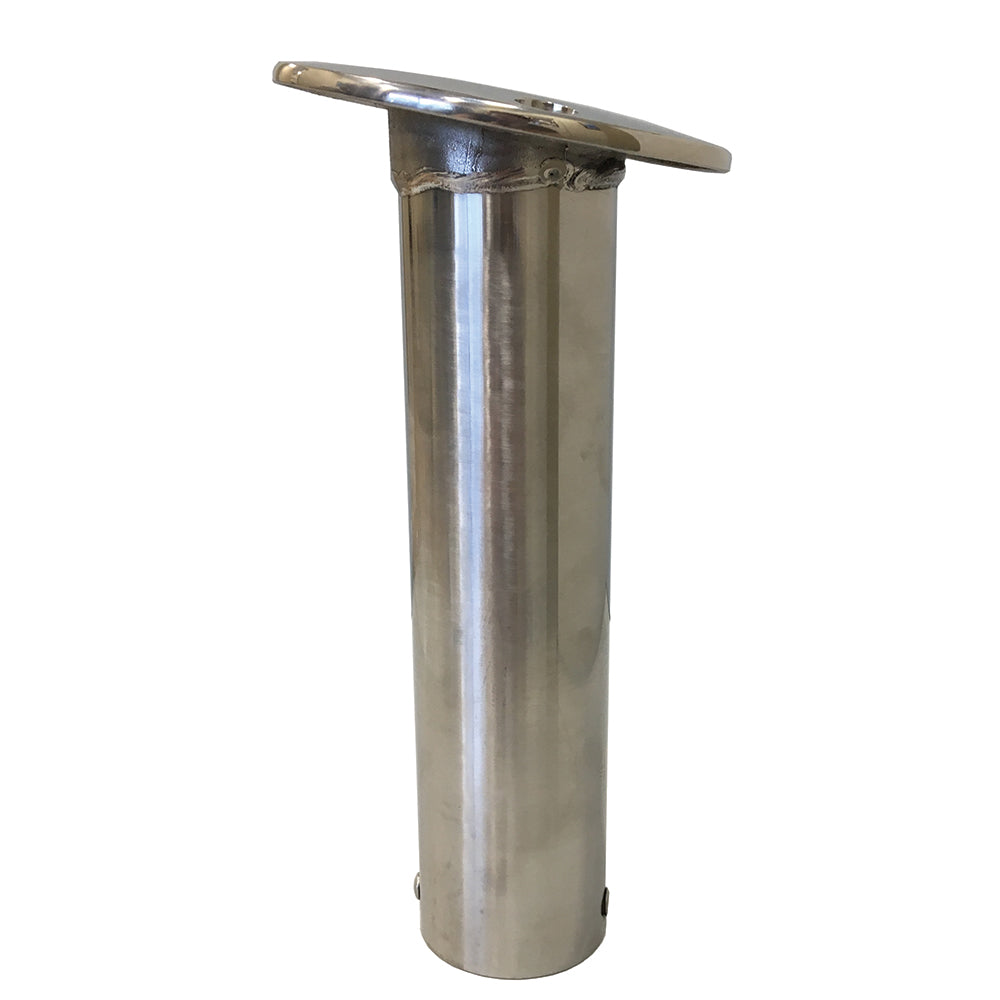 Tigress Economy 316 Stainless Steel 15° Gunnel Mount Rod Holder with black liner and oval cast flange top