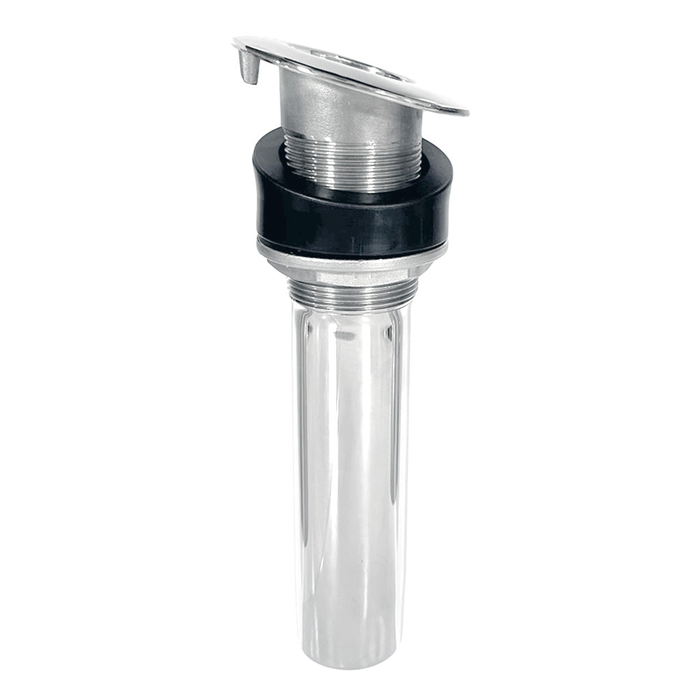 Tigress 9 inch 15-degree screwless rod holder in 316 stainless steel with 2-1/8 inch cut out