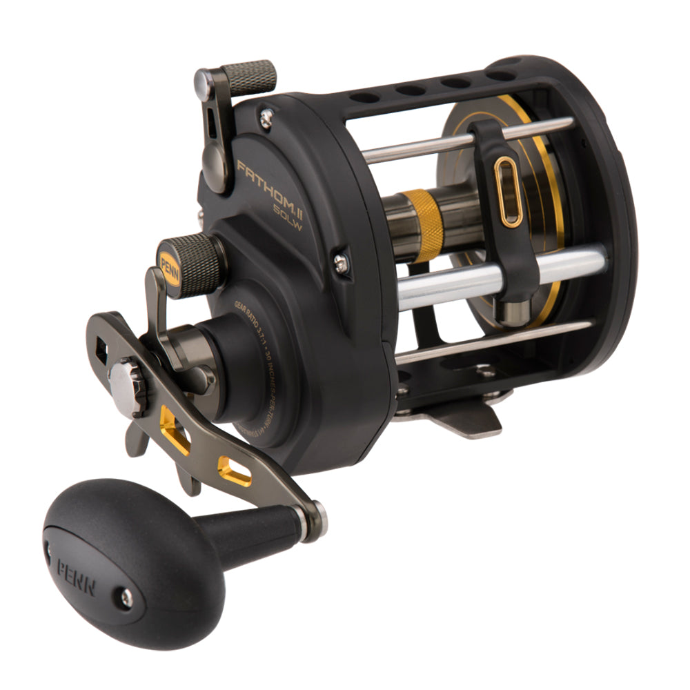 PENN Fathom II Level Wind 50 reel FTHII50LW in Black and Gold, right-hand, star drag