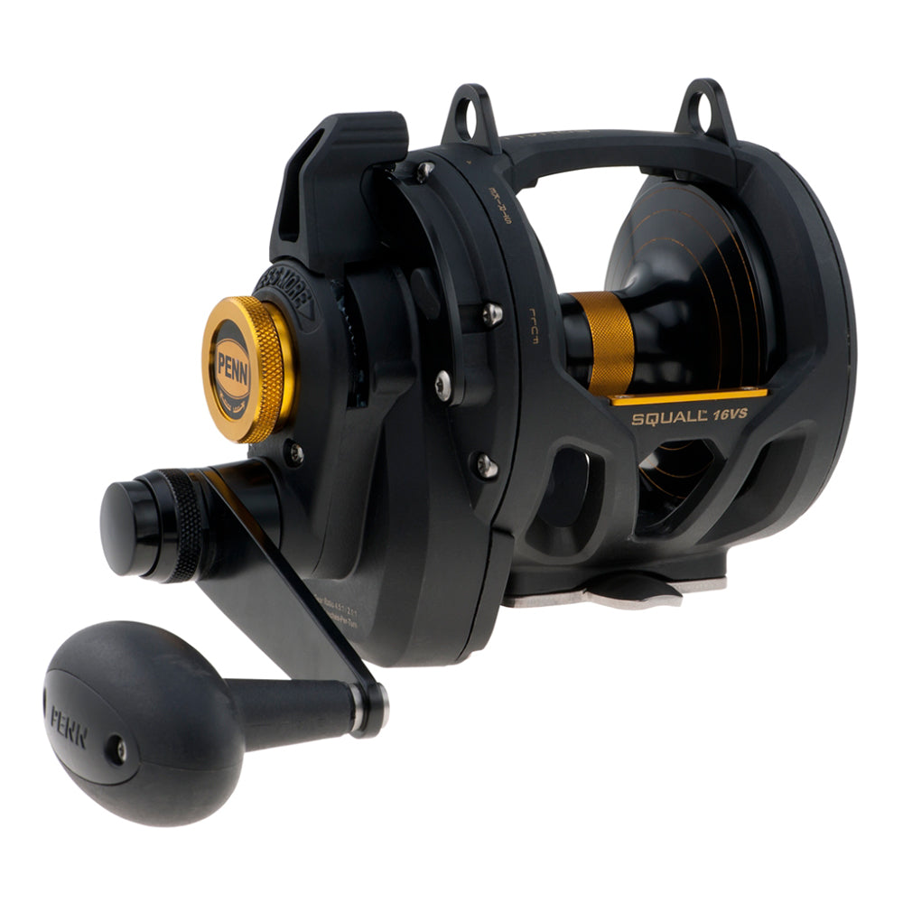 PENN SQL16VS Squall Lever Drag 2-Speed conventional reel in Black and Gold, IGFA16 size