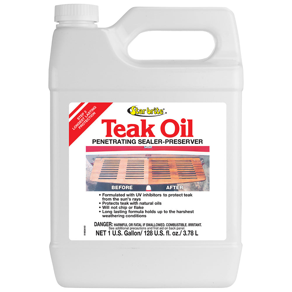 Star brite Teak Oil 1 Gallon with UV inhibitors for boats and outdoor wood surfaces