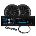 Boss Audio MCBK634B.6 marine stereo and black 6.5-inch speaker kit with antenna and accessories