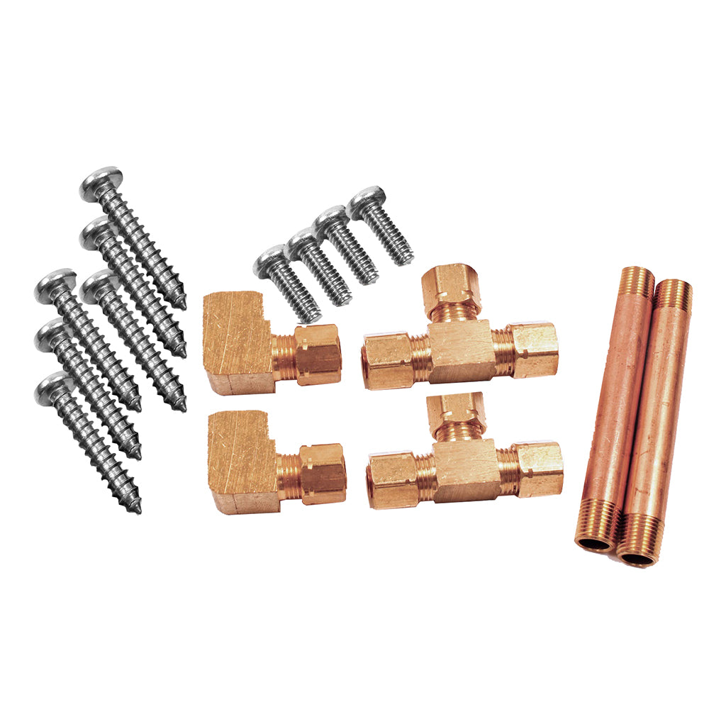 Bennett Dual Actuator Marine Hardware Pack with pipe nipples and brass T fittings for hydraulic trim tab systems