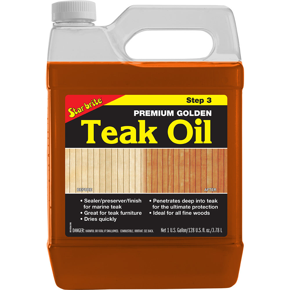 Star brite Premium Golden Teak Oil 1 Gallon polymer tung oil blend for teak and hardwood surfaces