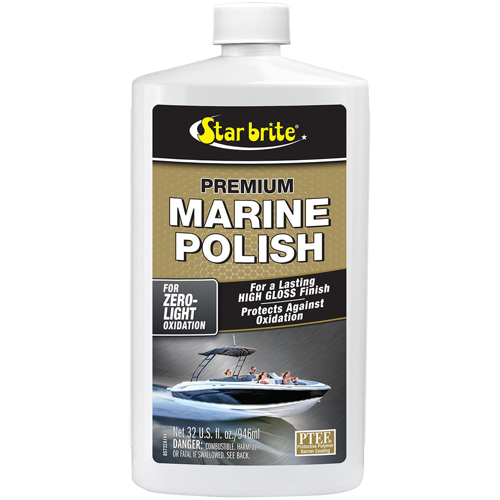 Star brite Premium Marine Polish 32 oz bottle with UV protection and high-gloss polymer formula
