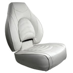 Springfield Fish Pro High Back Folding Boat Seat with contoured lumbar cushion and concealed pinch-proof hinge