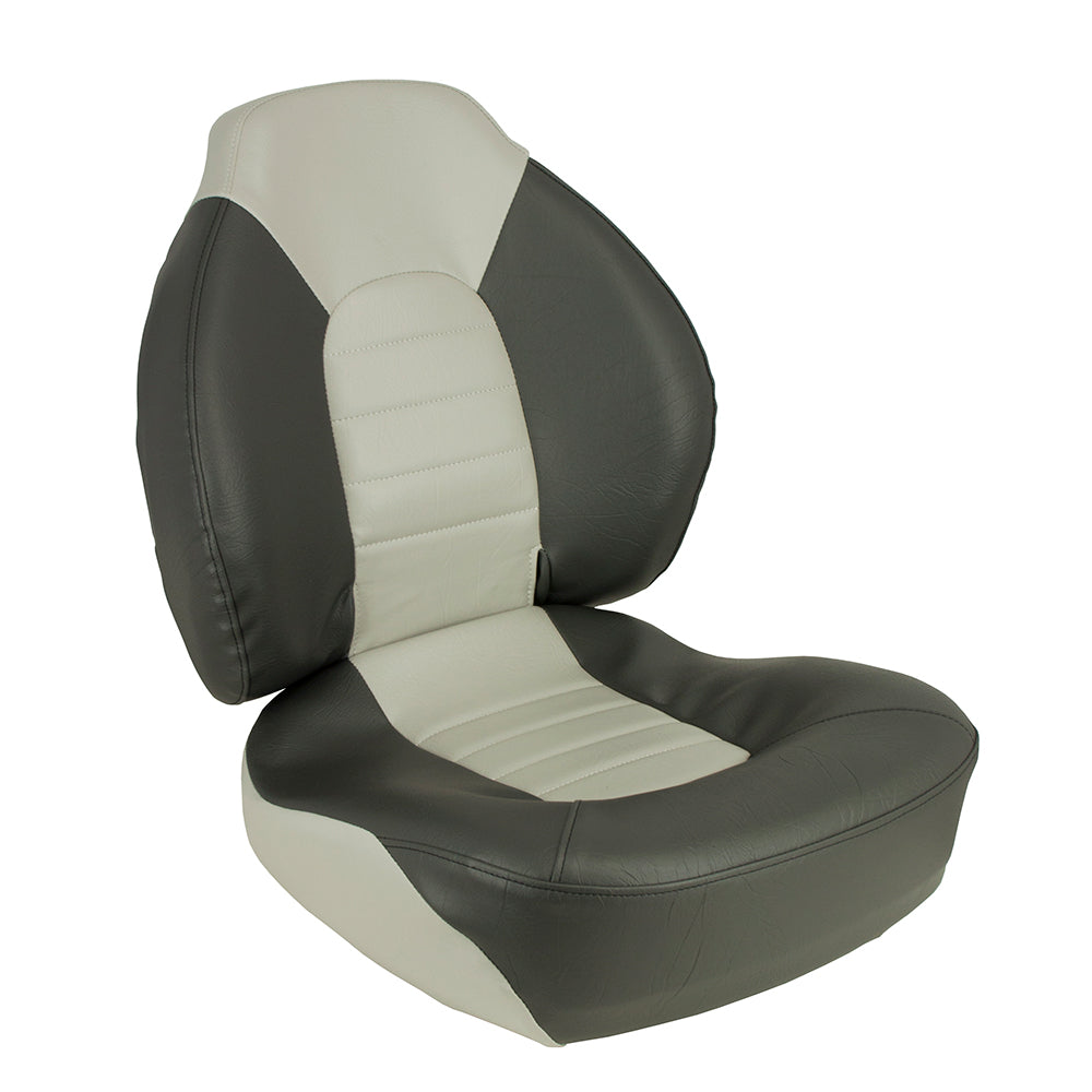 Springfield Fish Pro Mid Back Folding Boat Seat in Charcoal Grey and White