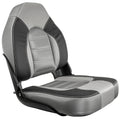 Springfield Skipper Premium HB Folding Boat Seat in Charcoal/Grey marine-grade vinyl with lumbar support