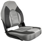 Springfield Skipper Premium HB Folding Boat Seat in Charcoal/Grey marine-grade vinyl with lumbar support