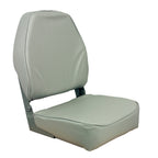 Springfield High Back Folding Boat Seat in Grey with cushioned upholstery and powder-coated aluminum hinges
