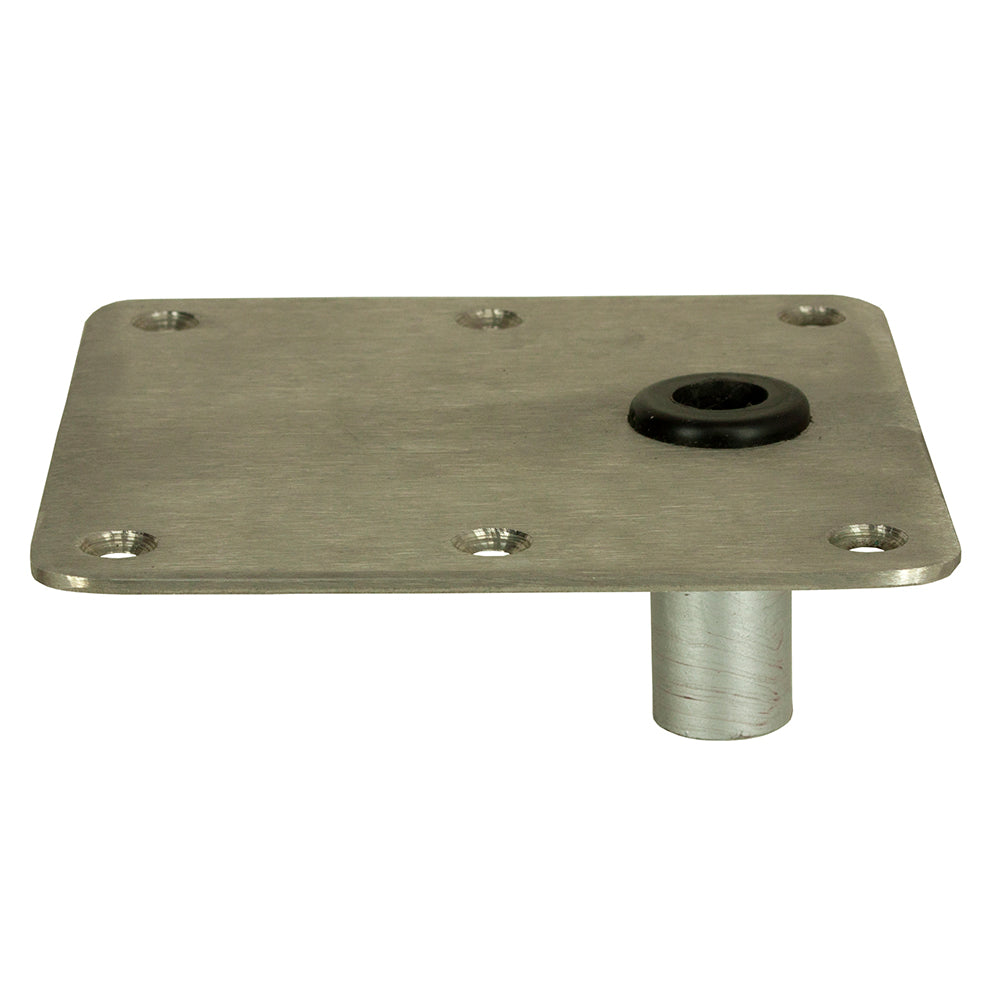 Springfield KingPin 7x7 stainless steel offset square boat seat base with satin finish and nylon bushing