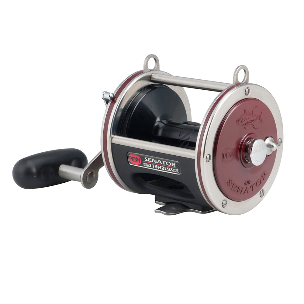 PENN 113H2LW Special Senator Star Drag 4/0 right-hand wide spool reel in red and black