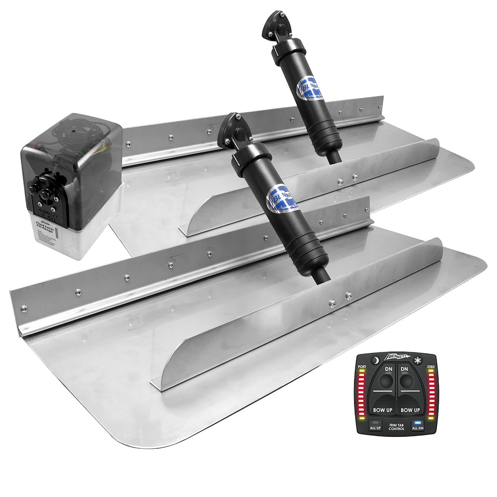 Bennett Marine 30x12 Hydraulic Trim Tab System with one-box indicator helm control, actuators, and power unit