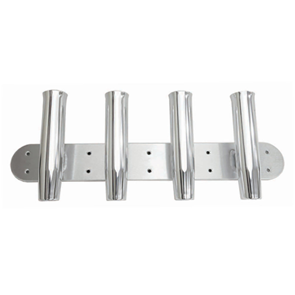 Tigress 28 inch 4-rod anodized aluminum transom mount rod holder with white protective liners