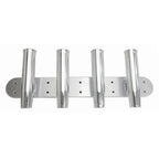 Tigress 28 inch 4-rod anodized aluminum transom mount rod holder with white protective liners