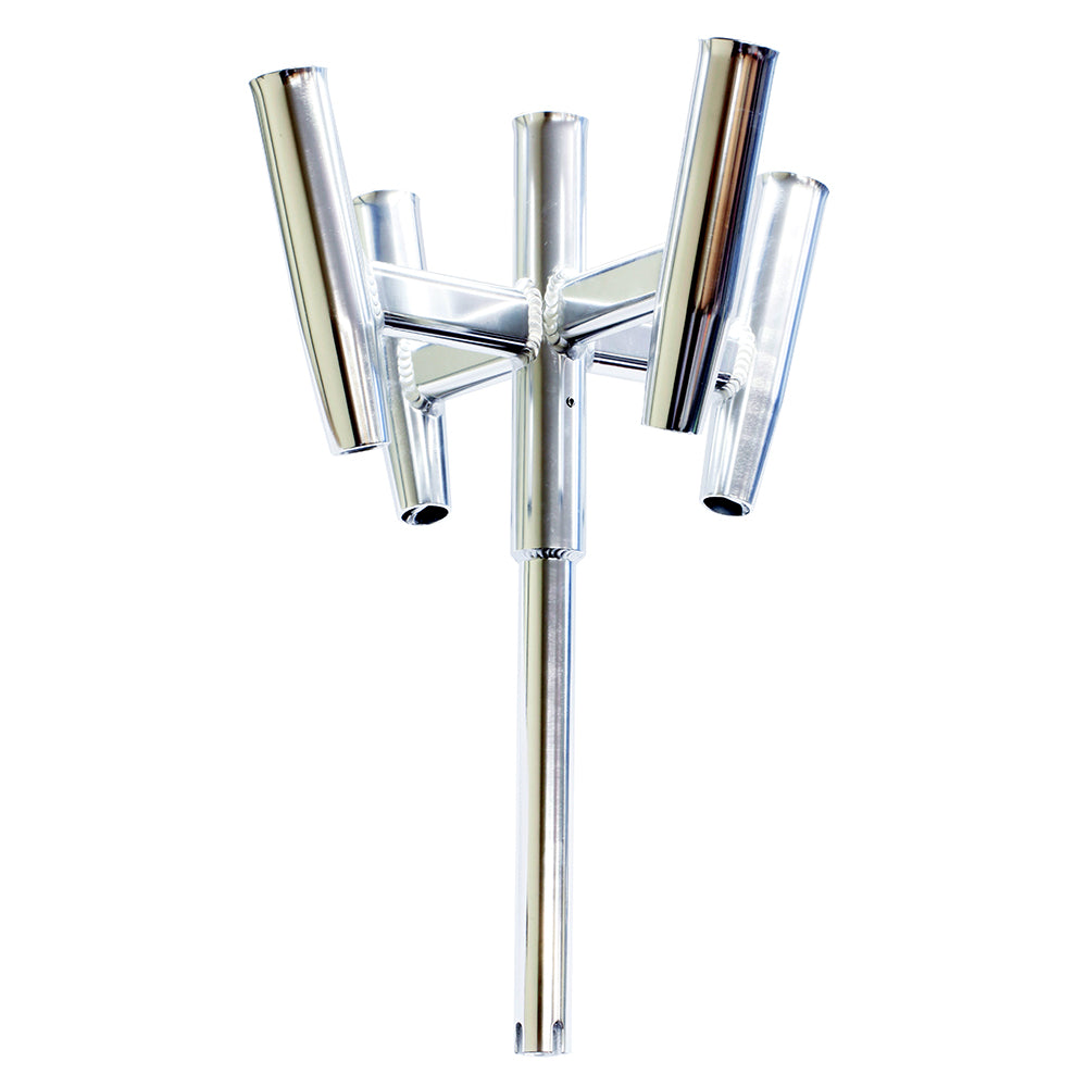 Tigress Five Banger straight butt aluminum rod holder, high-polished anodized finish, 1-5/8 inch tube ID