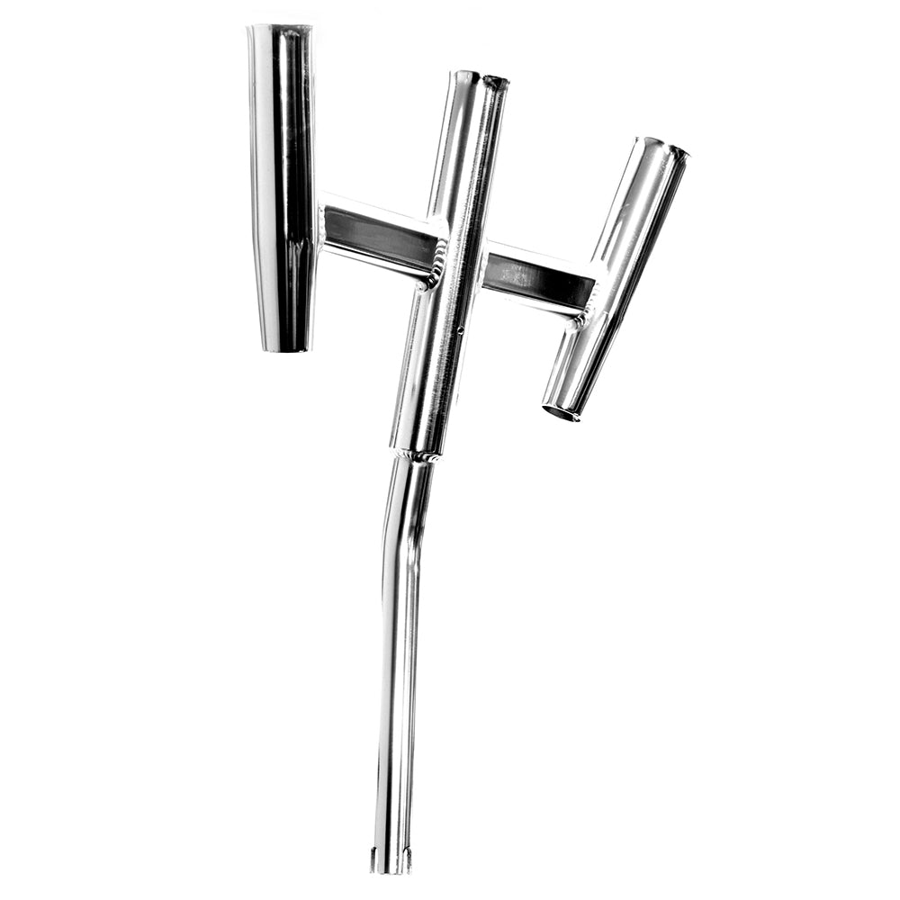 Tigress Triple Aluminum Kite Rod Holder Bent Butt Polished - holds 3 rods, tube ID 1-5/8"