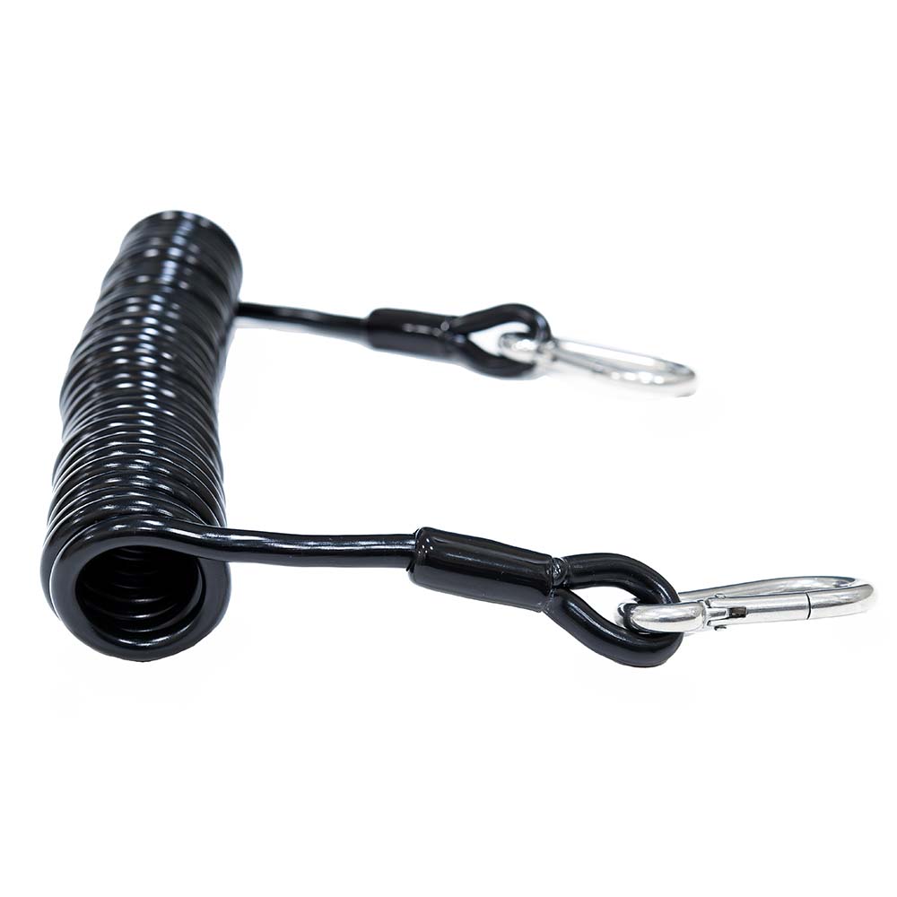 Tigress Heavy-Duty Coiled Safety Tether rated at 1200 lbs for securing tackle to the boat
