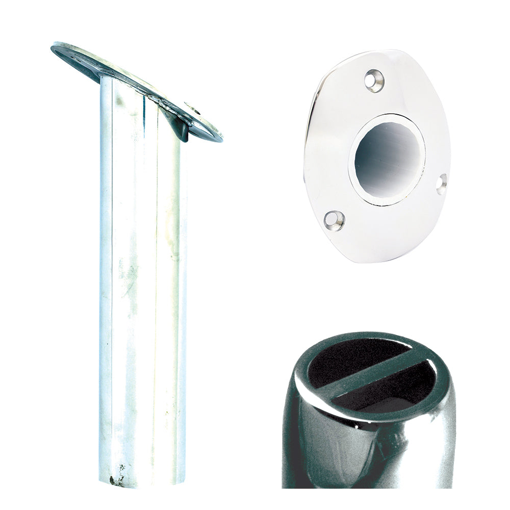 Tigress 9-inch 316 stainless steel oval head gunnel mount rod holder with 30-degree angle