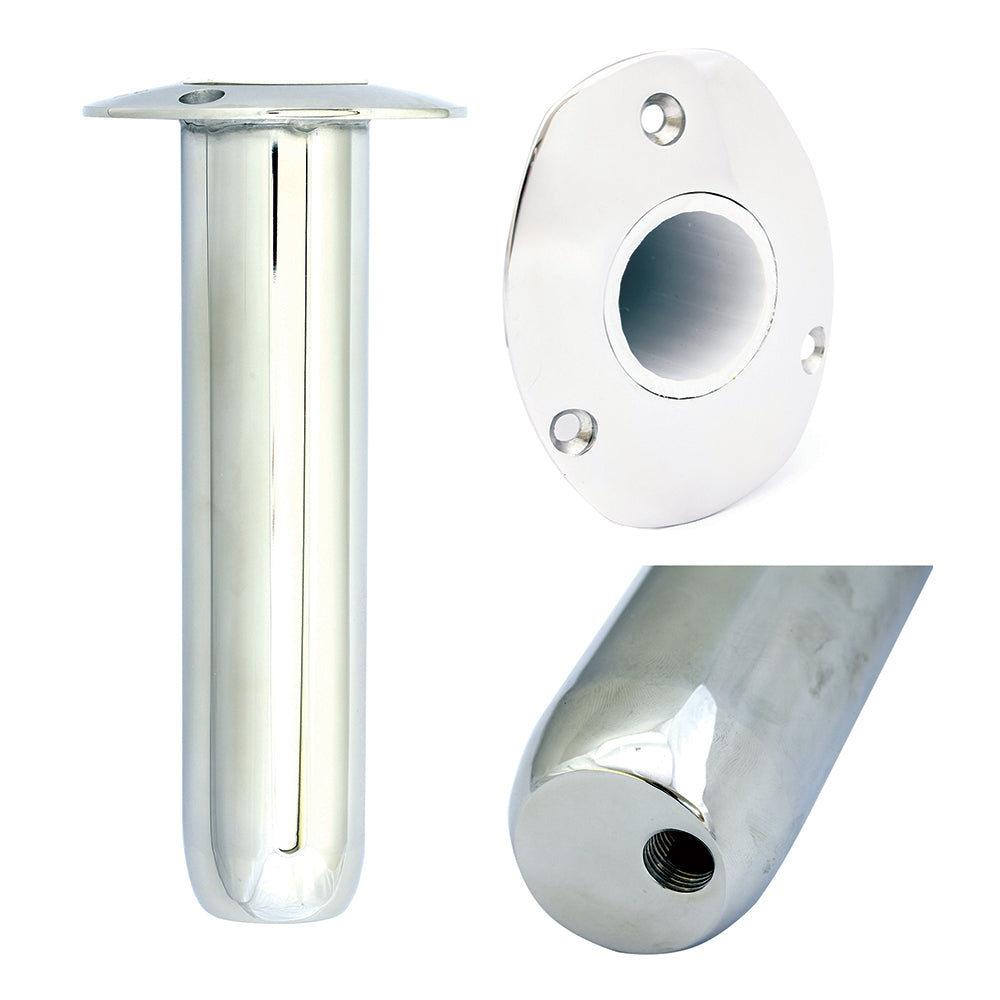 Tigress Oval Head Closed Base Rod Holder 15 degree 9 inch with drain hole for 1/4 inch NPT fitting