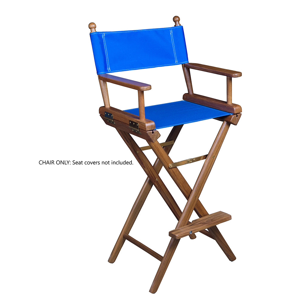 Whitecap teak folding captain's chair without seat covers, solid brass hardware, 30-inch seat height