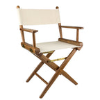 Whitecap teak folding director's chair with natural Sunbrella seat covers and solid brass hardware