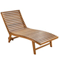 Whitecap teak pool lounge chair with adjustable back and roller wheels, 24x30x80 inches