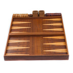Whitecap oiled teak 2-in-1 backgammon and checkerboard game set, 34 pieces included