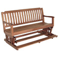 Whitecap solid teak glider bench with oiled finish and built-in footrest, 60 inches wide