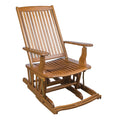 Whitecap teak glider chair with oiled finish and contoured seat, 24W x 40H x 31D inches