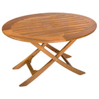 Whitecap Rembrandt teak folding boat table with oval slat top and stainless steel hardware