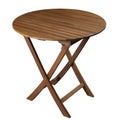 Whitecap solid teak round slat folding table, 29-1/2 inch diameter, oiled finish