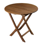 Whitecap solid teak round slat folding table, 29-1/2 inch diameter, oiled finish