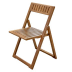 Whitecap solid teak folding slat chair with oiled finish, shown open