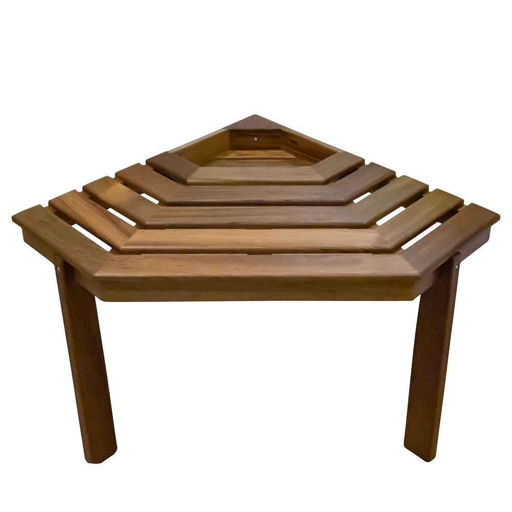 Whitecap solid teak shower corner stool with storage well, oiled finish, 15-1/2 x 18 inches