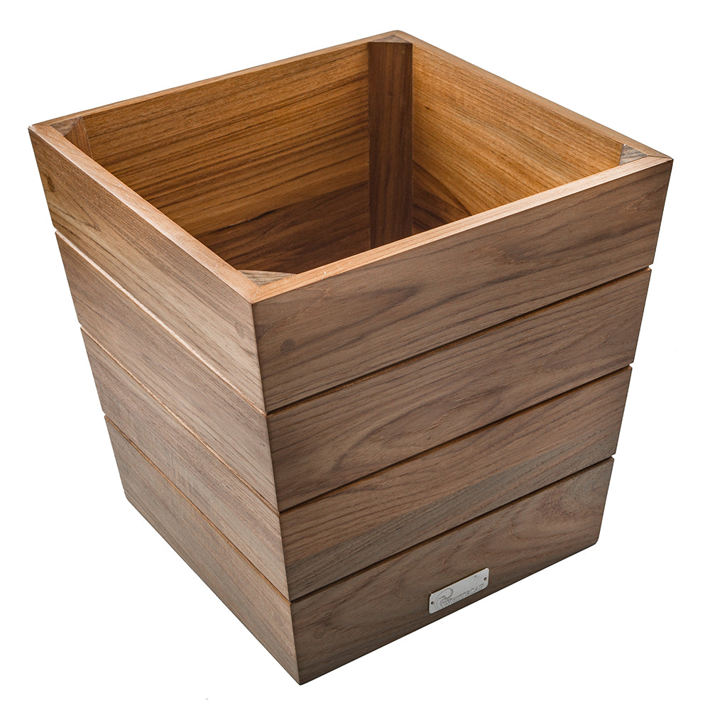 Whitecap small solid teak planter box with oiled finish, 12x12x12 inches