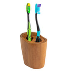 Whitecap oval oiled teak toothbrush holder with removable top, 4-7/8 x 3-7/8 x 2-3/4 inch
