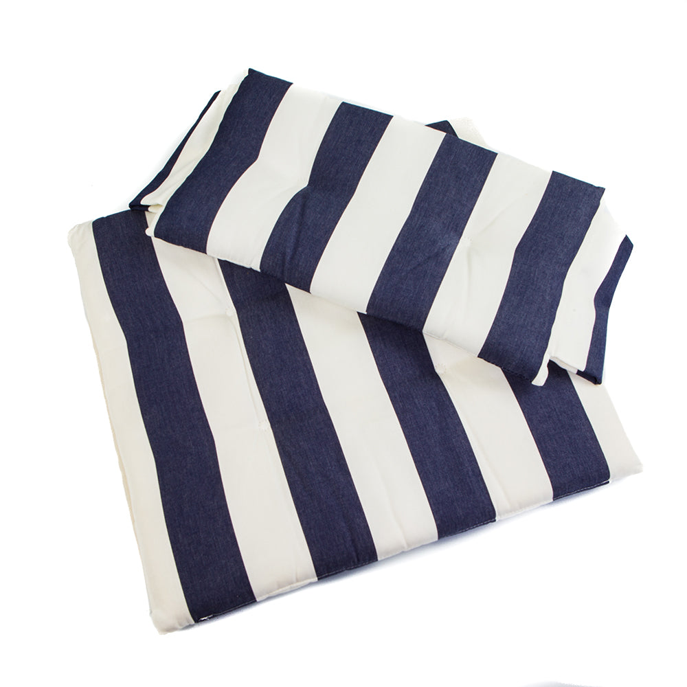 Whitecap Director's Chair II replacement cushion set in navy and white stripes, 2-piece, fits models 61050-61054