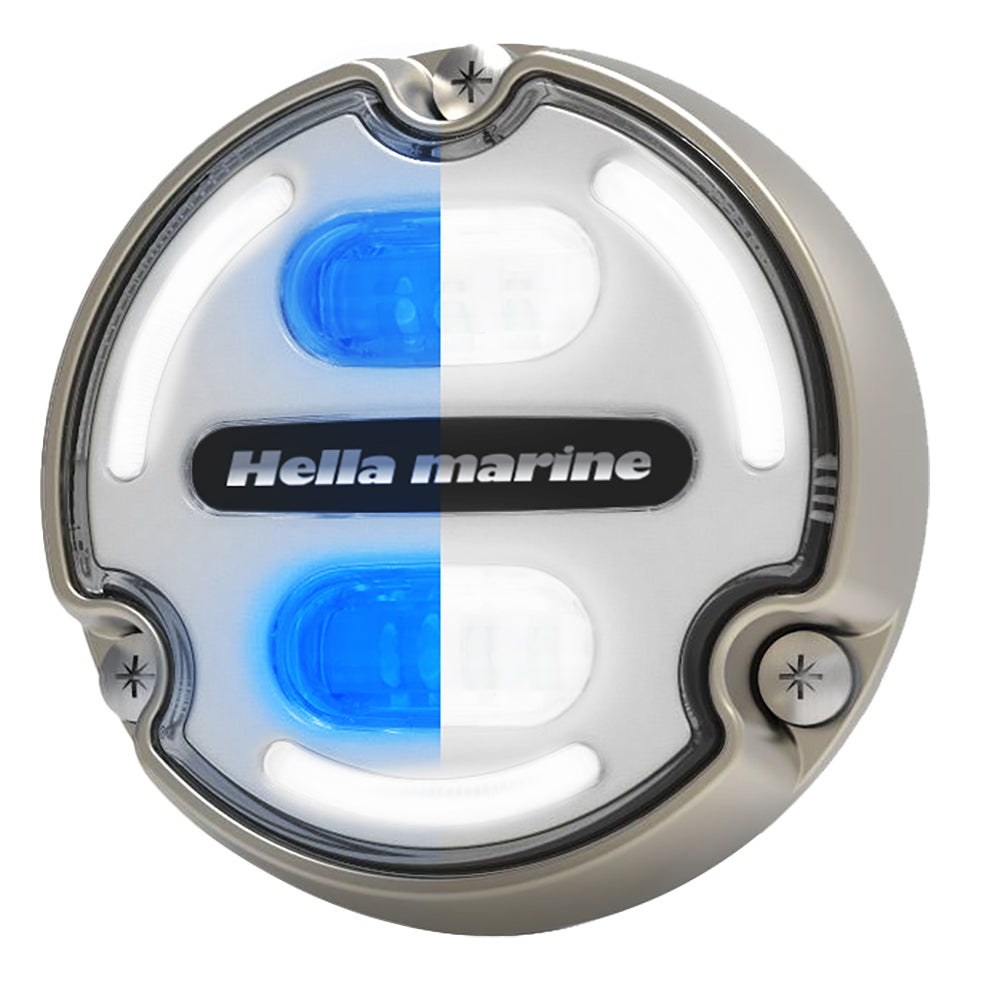 Hella Marine Apelo A2 3000-lumen underwater light with bronze housing and white edge-light lens
