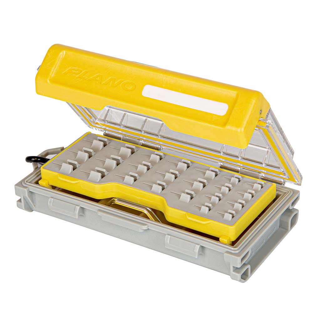 Plano EDGE Micro Jig Box with clear polycarbonate lid and carabiner, 6.88x3.97x1.775 inches