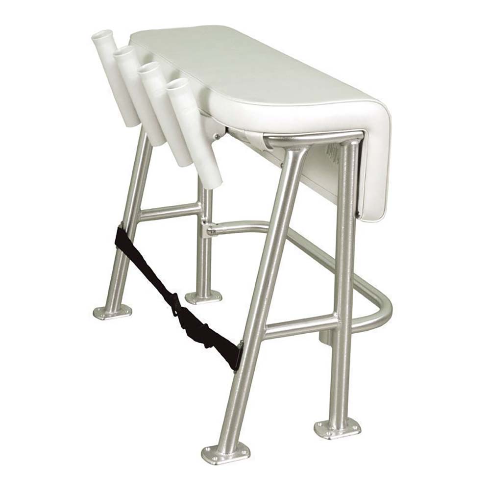 TACO Neptune III Leaning Post with four white poly tulip rod holders for center console boats 25 feet and under