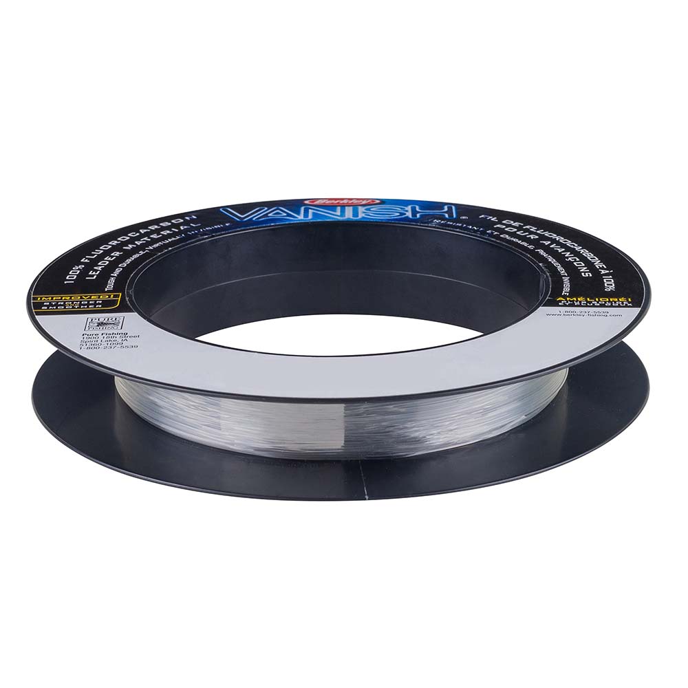 Berkley Vanish 100% fluorocarbon leader material coil, 30 yards, available in 30–80 lb test