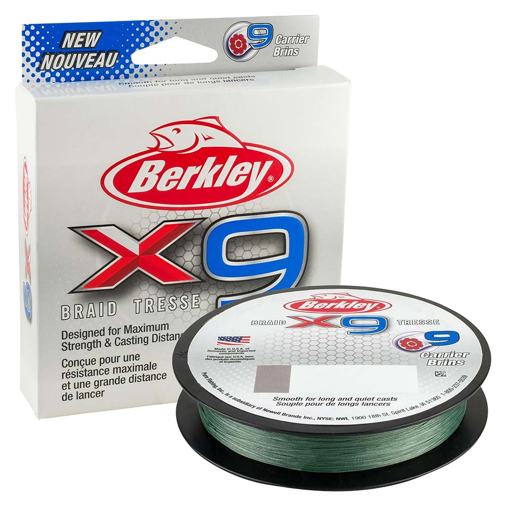 Berkley x9 Braid Low-Vis Green 8 lb 164 yards 9-strand PE fishing line spool