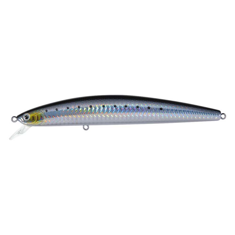 Daiwa Salt Pro Minnow floating saltwater lure in Laser Sardine finish with 3-D eyes and treble hooks